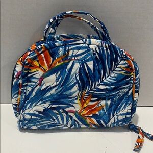 Tropical Blue and Orange Women's Travel Jewelry Bag